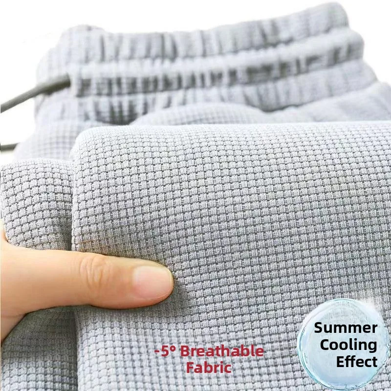 

Summer Men's Thin Breathable Casual Pants Ice Silk Loose Large Size Straight Leg Sport Sweatpants Youth Active Sle Long Tro...