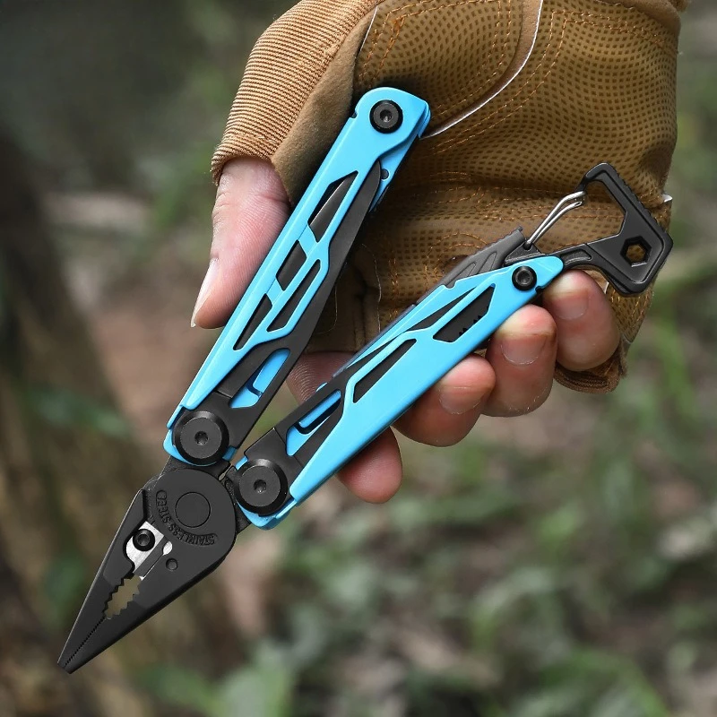 Portable Camping Multitool Pliers with Emergency Whistle, Compact Outdoor Tool for Hiking & Survival