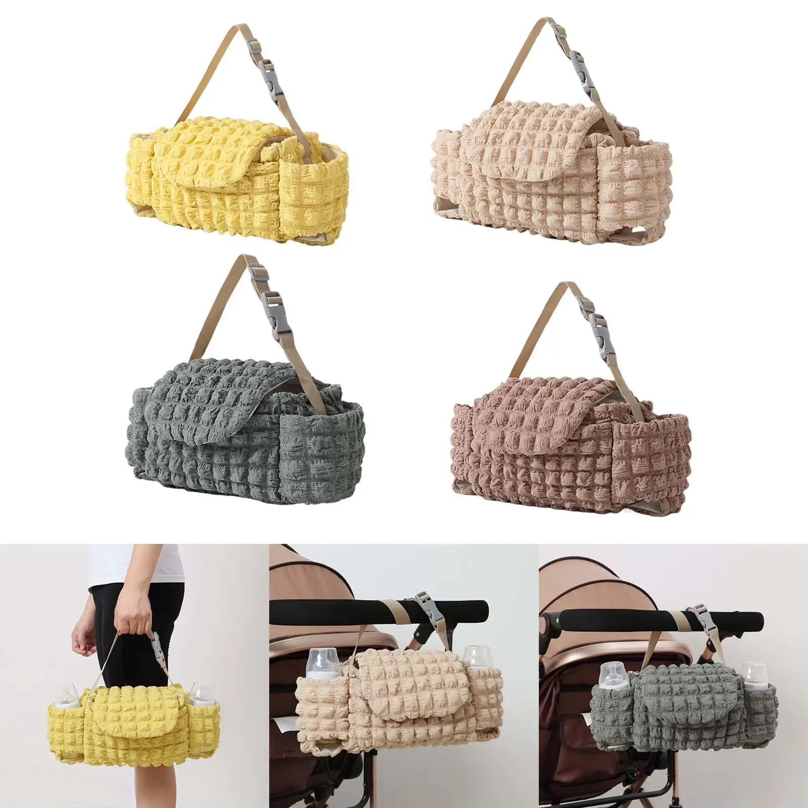 Portable Baby Stroller Organizer Mummy Bag Pouch Adjustable Shoulder Strap