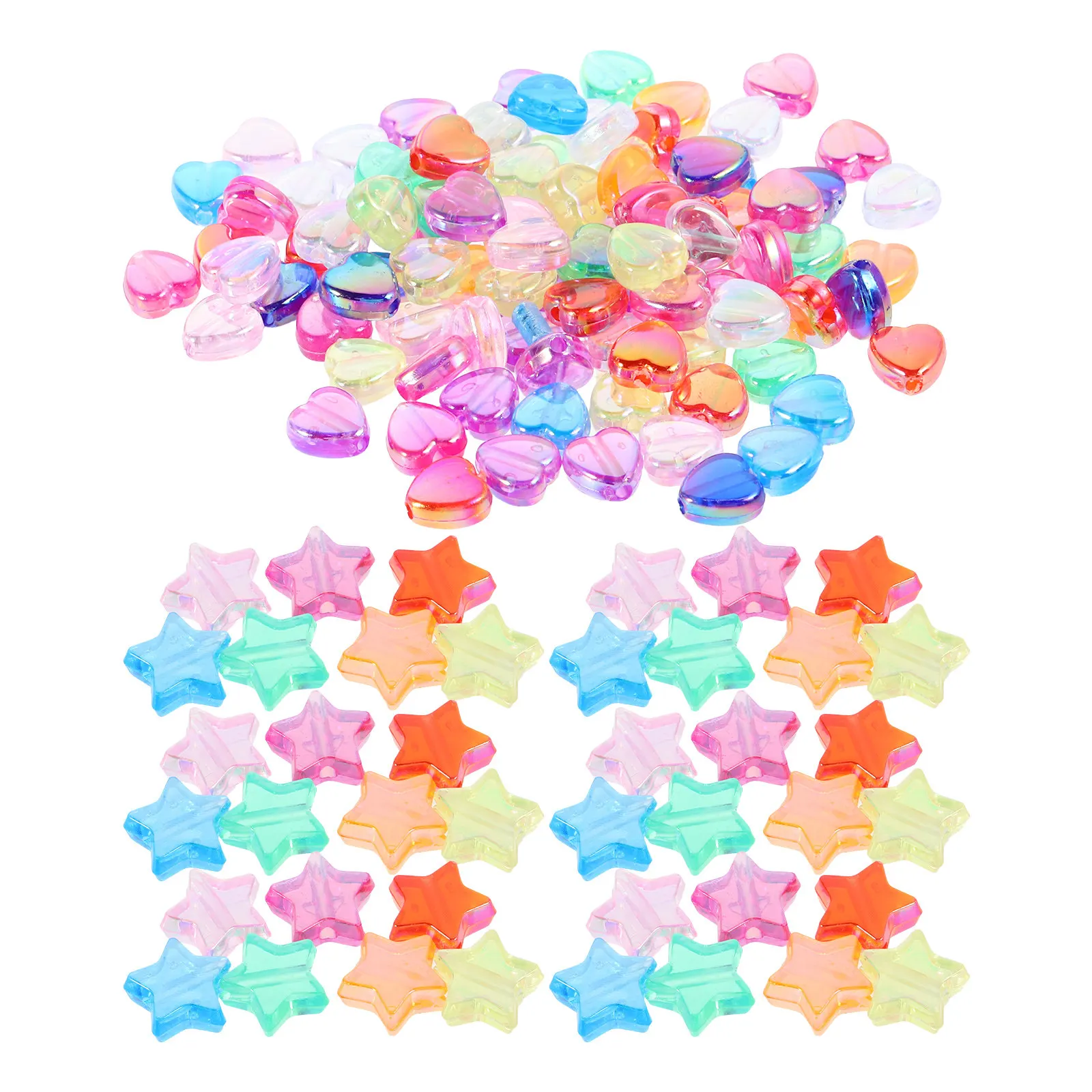 

600Pcs Kawaii Acrylic Star Heart Beads Transparent Colorful for Bracelets Necklaces Earrings Craft Projects Jewelry Making