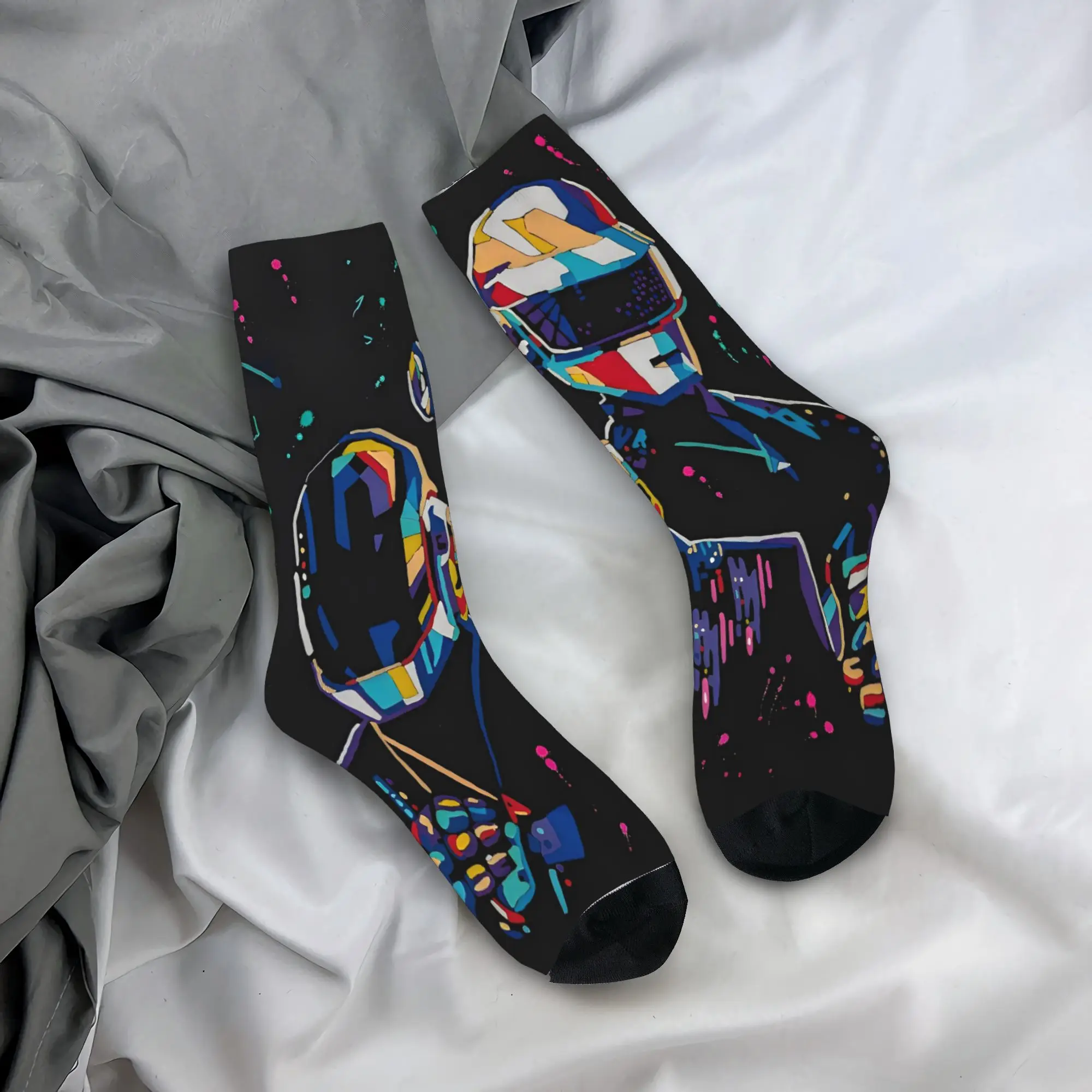 Men Socks Daft Punk Rock Band  Stockings Non-Slip Soft Socks Winter Trendy Graphic Skateboard Socks
