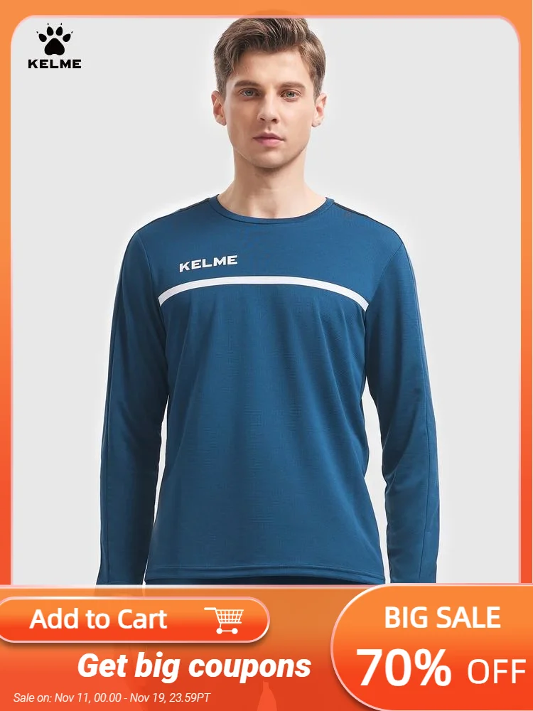 

KELME long sleeve T-shirt men's spring new football sport tops round neck professional running training clothes