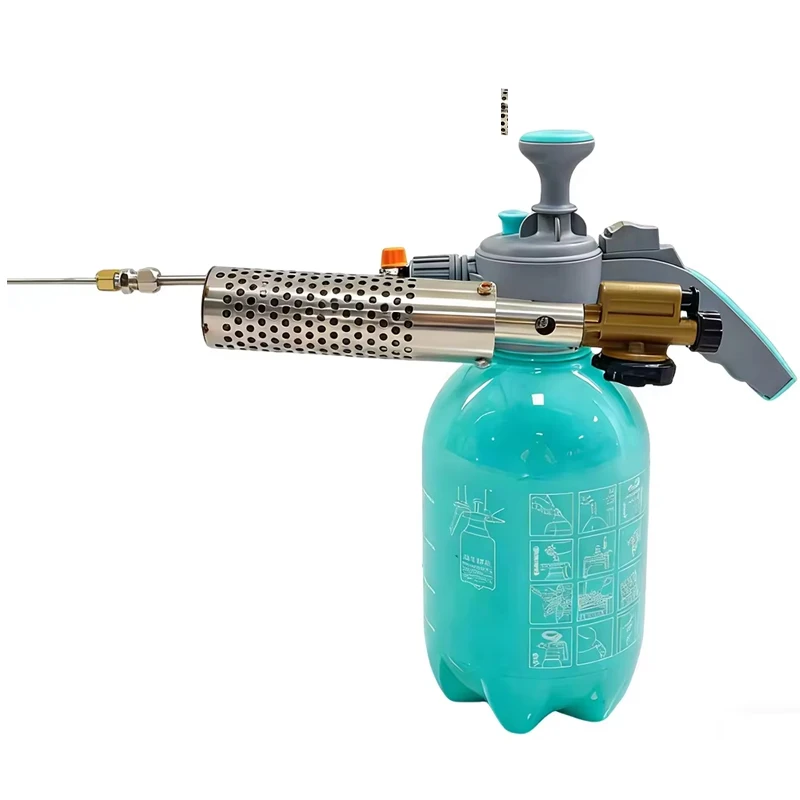 2L insectensprayapparaat, draagbare rookmachine voor fotografie, handzame thermische vernevelaar, draagbare spray met drukregelklep.