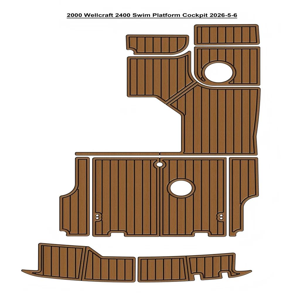 

2000 Wellcraft 2400 Swim Platform Cockpit Pad Boat EVA Foam Faux Teak Deck Floor Mat SeaDek Style Self Adhesive