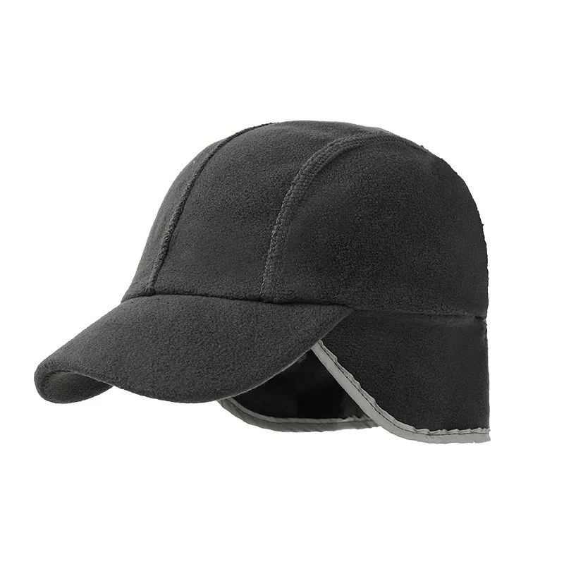 Men Big Head Padded Warm Baseball Cap Cold Duck Tongue Hat Winter Windproof Ear Protection Thickened Shaking Grain Velvet Hats