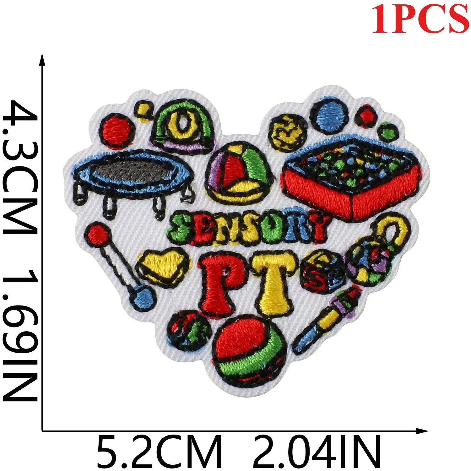 1Pcs Sensory PT Physical Therapy Embroidered Patch, Iron on Rainbow Ball Applique for DIY Bags Clothes Hats Craft Decor