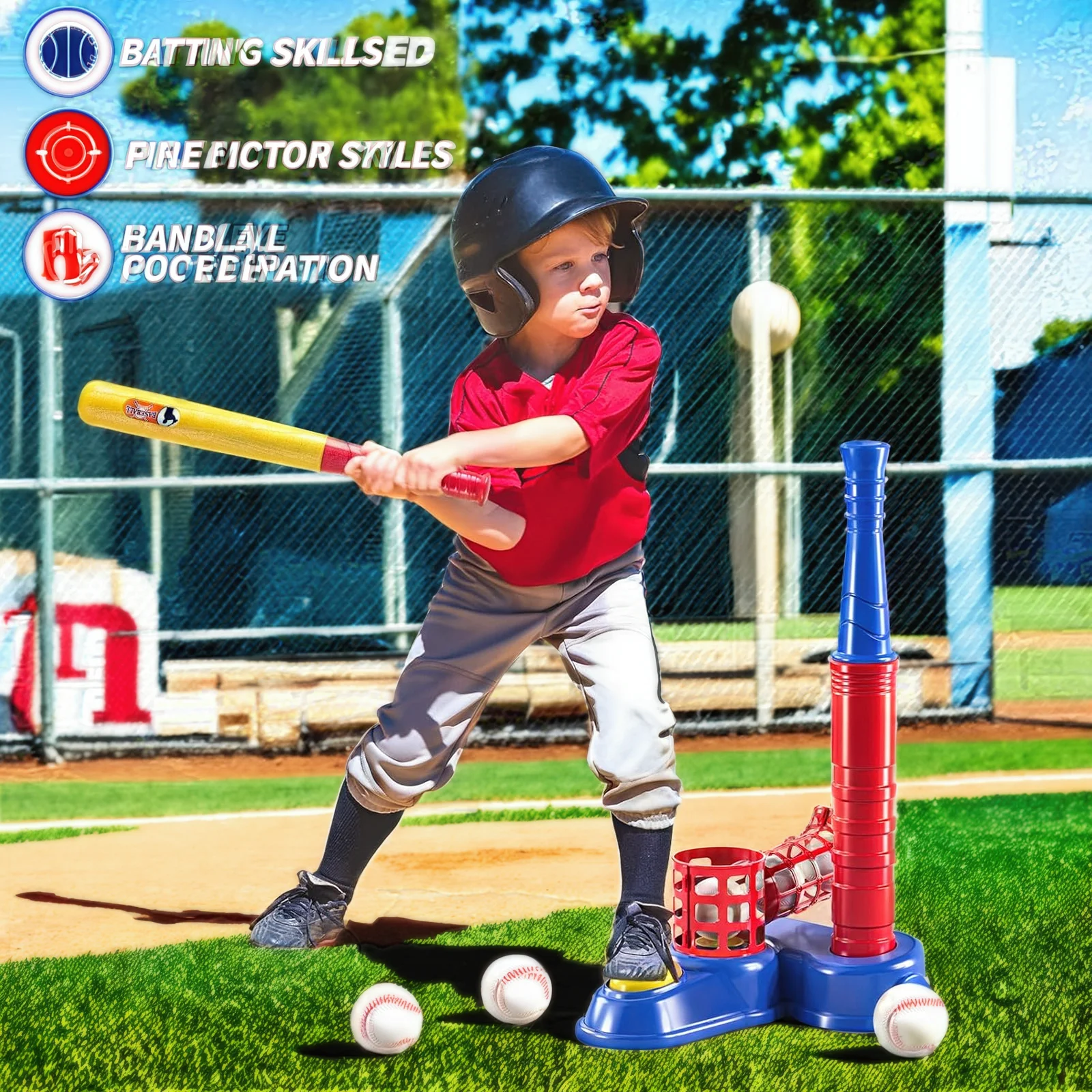 

Baseball Seat Set, Foot-Operated Pitching Machine, 10 Balls, Outdoor Play, Automatic Baseball Launcher, Outdoor Sports Toy