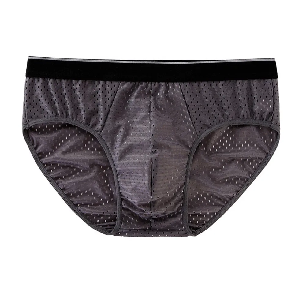 Malha de Seda Gelo Masculina Cuecas Respiráveis, Roupa Interior de Verão, Confortável, Elasticidade Suave, Calcinha, Tanga Triangular, Calças Rapidamente Secas