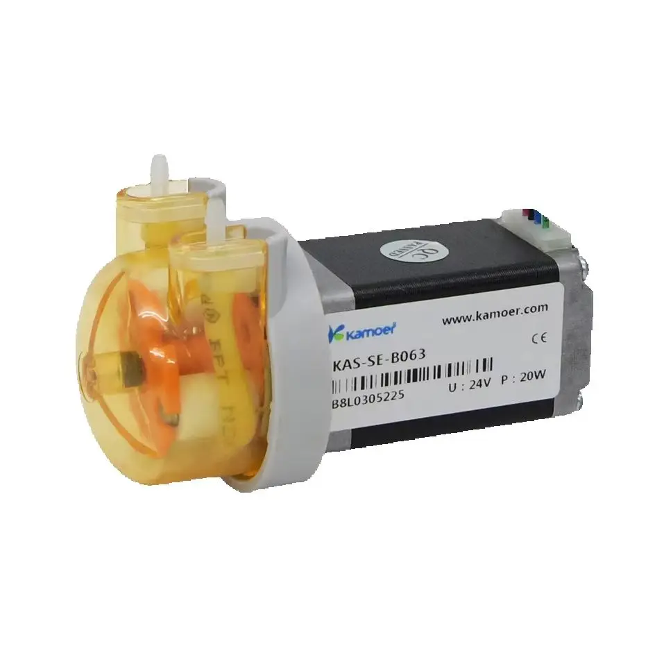 Kamoer 12V/24V KAS Small Peristaltic Dosing Water Pump with Stepper Motor, 3 Rotors Silicone/BPT Tube