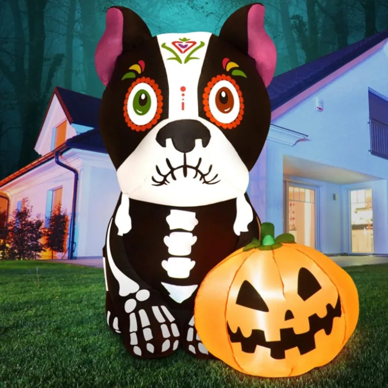 

Хэллоуин День мертвых надувной тыквенный череп собаки светодиодный светильник макет двора надувная форма