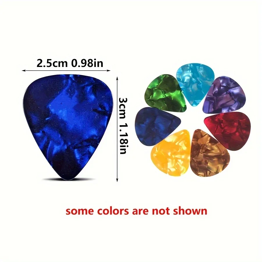 30/50Pcs 0.46mm Random Color Plastic Guitar Picks Assorted Colors Glossy Patterns with Storage Box Plectrum Set for Acoustic ZSY