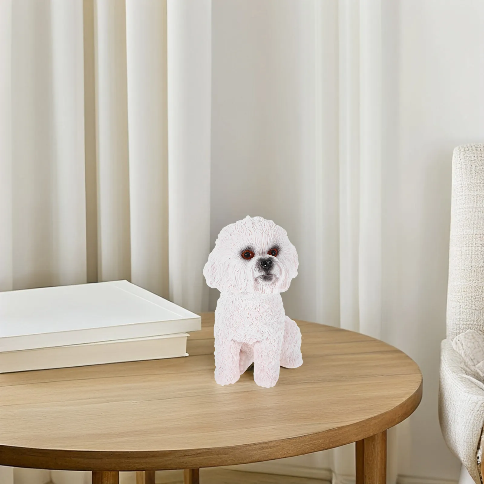 1Pcs Realistic Mini Poodle Pet Dog Ornament White Home Office Car Desktop Decoration Lovely Creative Craft Stable Performance