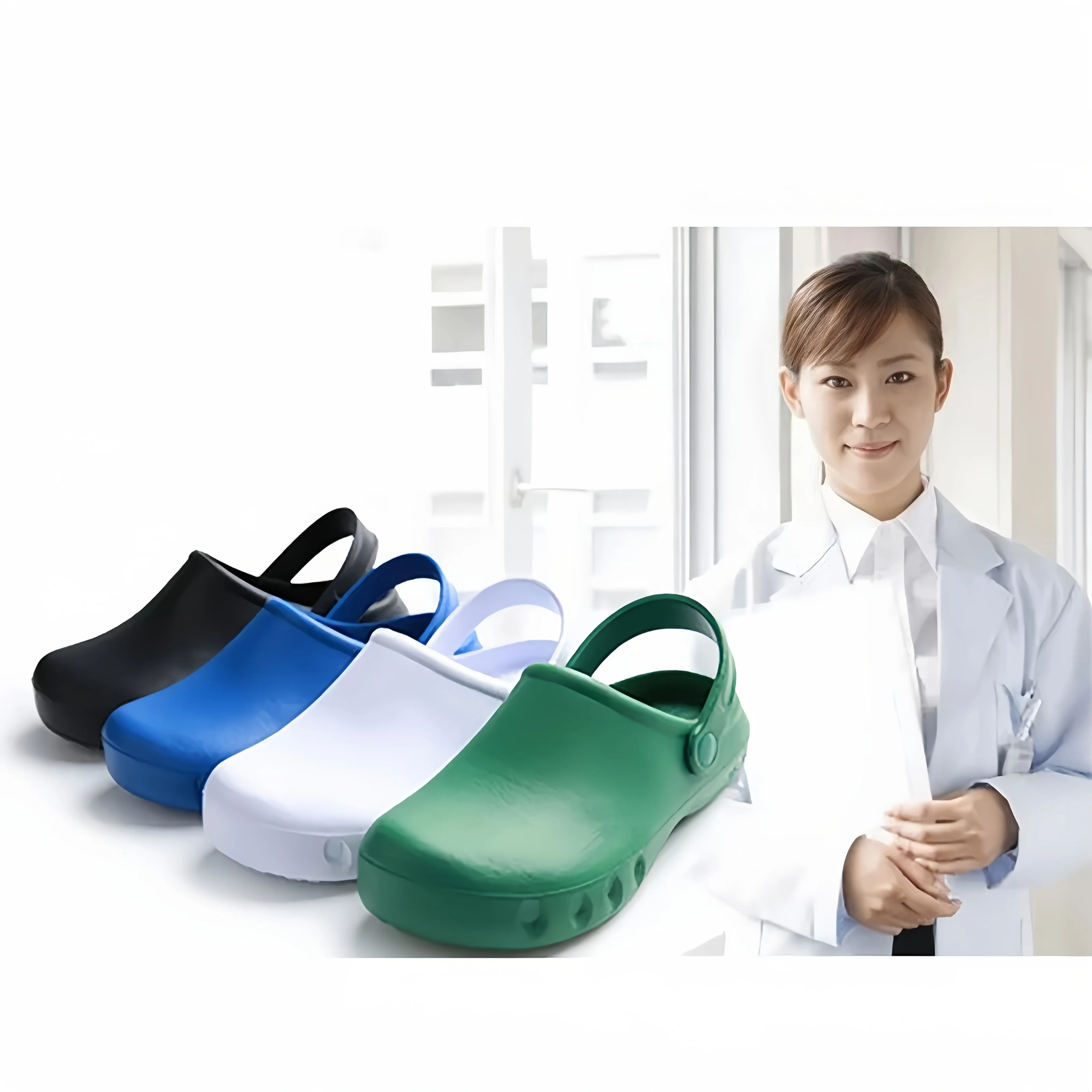 Unisex Non-Slip Eva Sole Shoes - Comfortable Black Work Shoes Suitable for Nurses, Chefs, and Office Use, with Easy Slip-On Design, Tire-Textured Soles for Enhanced Grip, Chef's Clogs, Slip-On Footwear, Durable Slippers, Non-Slip Work Shoes