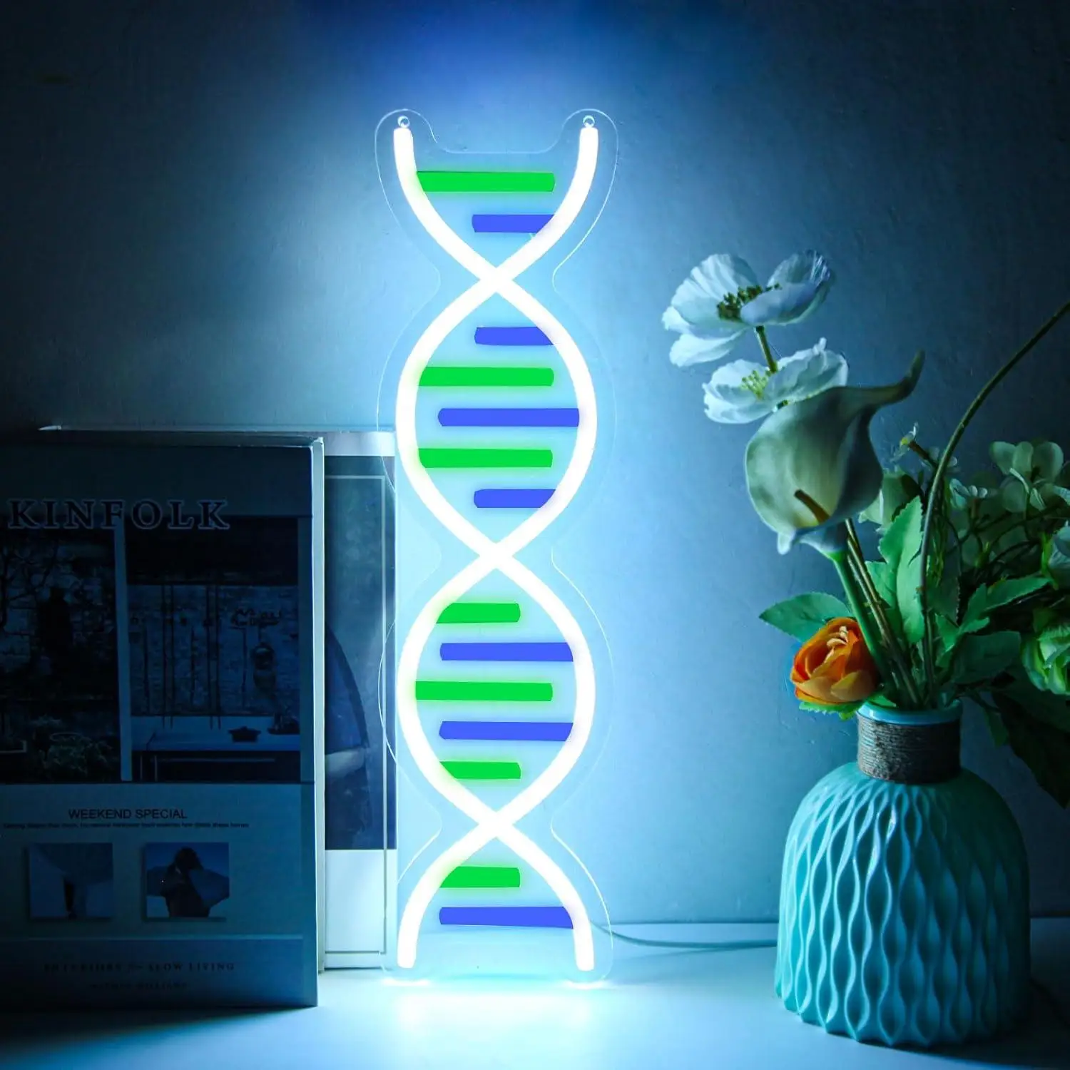 

Неоновые вывески «Двойная спираль ДНК» с USB-подсветкой и регулировкой яркости для мужской комнаты, игровой комнаты, спальни, декора, подарок для студентов-биологов и любителей науки
