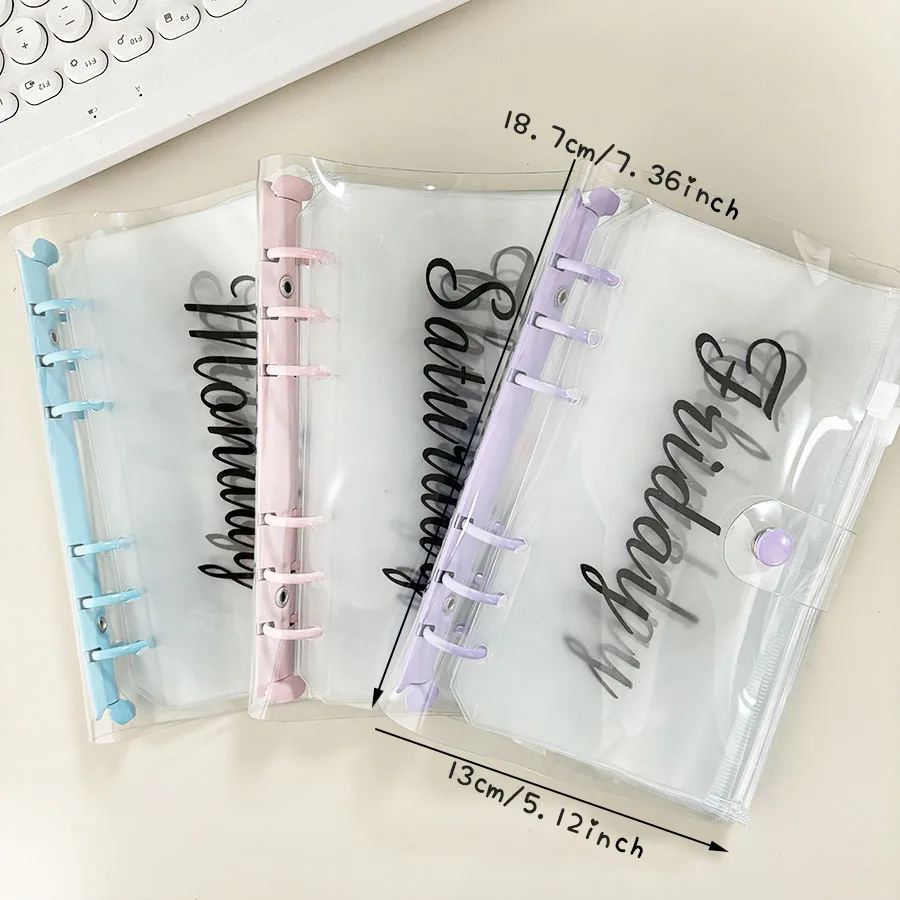 مجموعة واحدة من SKYSONIC مجموعة مخطط الميزانية A6 Macarone Binder، 7 قطع أكياس بسحاب أسبوعي، كتاب منظم مجلة أوراق الشجر السائبة