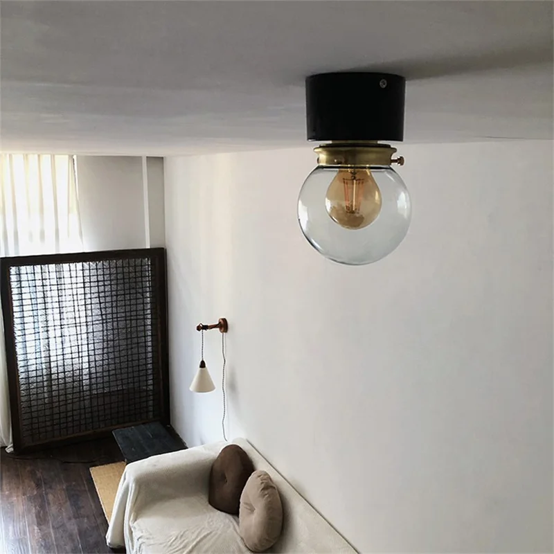 

Edison Retro E27 Aisle Ceiling Lamp Medieval Home Decor Ceiling Glass Lights Fixture Corridor Entrance Cloakroom Ceiling Light