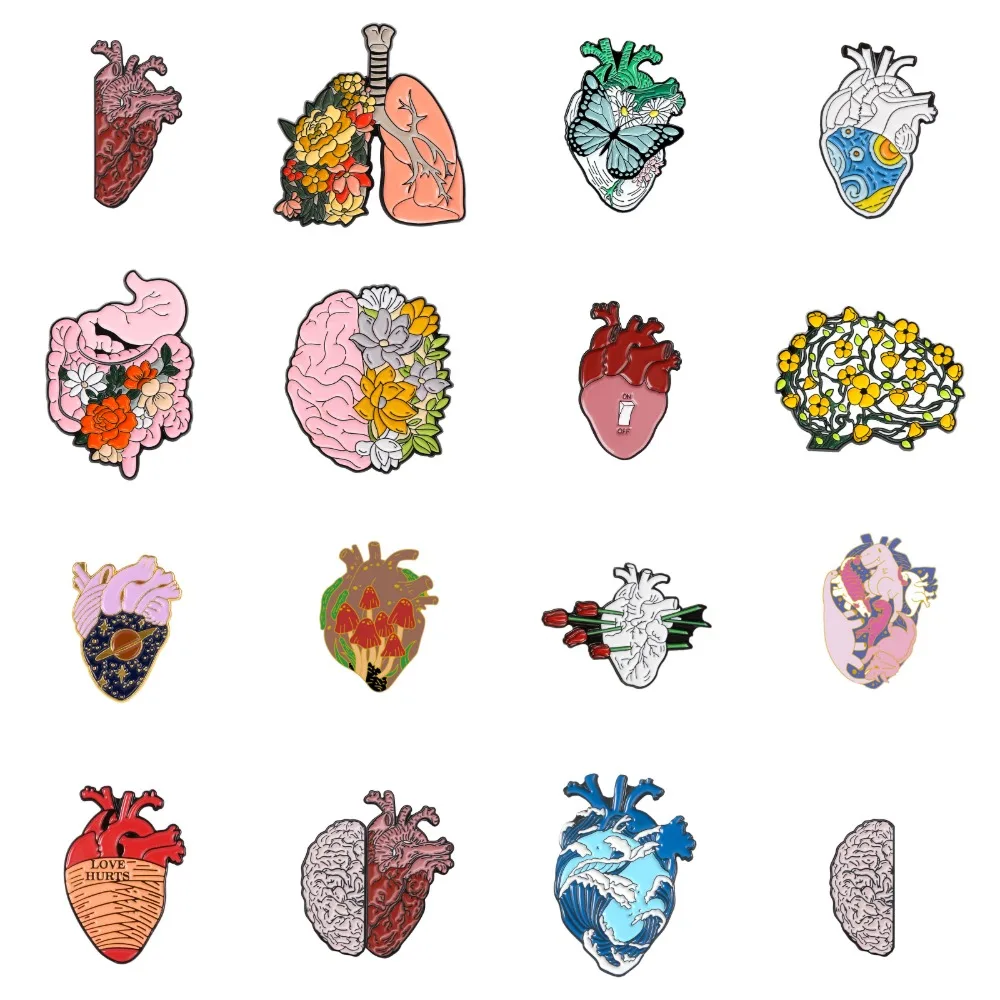 Medizinische Lunge Gehirn Emaille Pins Kreative Orgel Herz Revers Broschen Abzeichen Cartoon Schmuck Ärzte Krankenschwestern Geschenk für Freunde – Detail 1