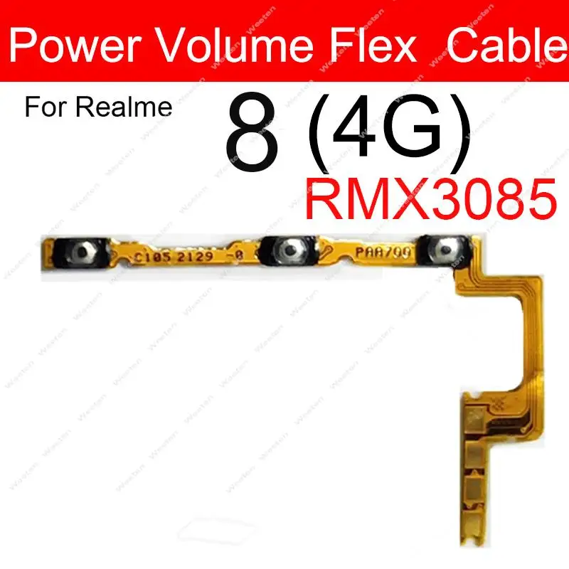 Power Volume Buttons Flex Cable For Realme 8 8i 8S 8 9 Pro 7 4G 5G Side Power Volume Keys Flex Ribbon Mini Trigger Parts