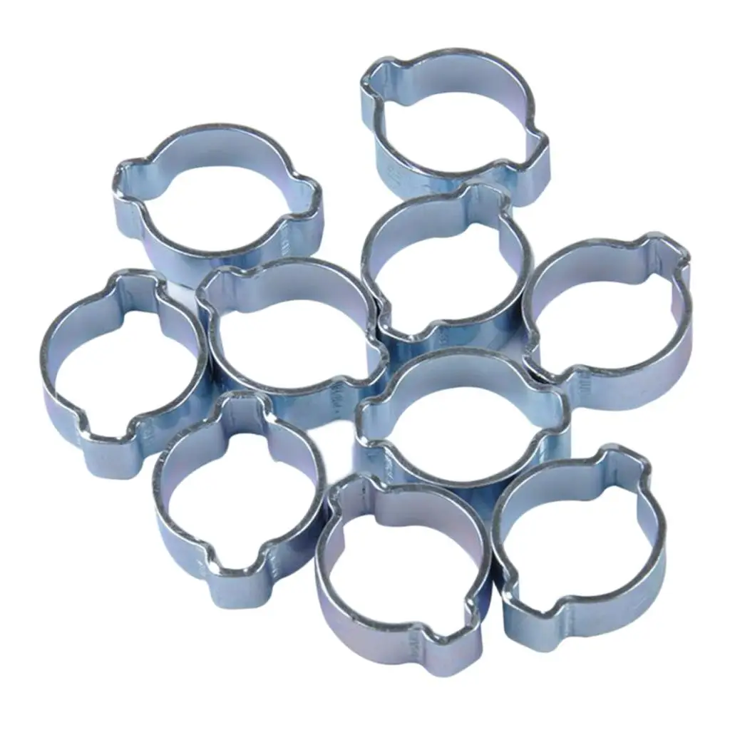 10PCS Double Ear O Clips Pipe Tube Clamps Stainless Steel Petrol Air Water Fuse Hose Steel Clip 23-27mm