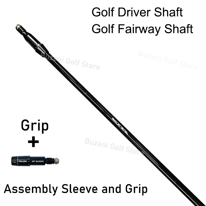 Eje de controladores de golf negro 2024, ejes de madera de grafito 5/6/7 S/R/X Flex con funda de montaje gratis y agarre para un rendimiento mejorado