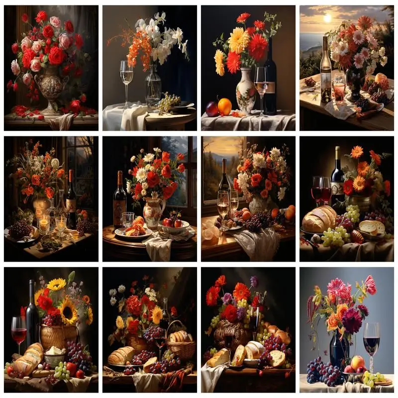 

CHENISTORY DIY Oil Painting By Numbers Flower Vase Kits For Adults Paint Pictures By Number On Canvas Home Decoration