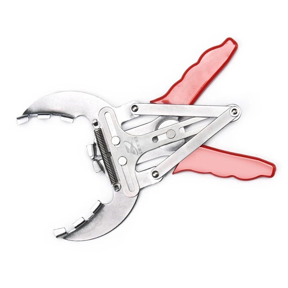 

Heavy Duty Carbon Steel Piston Ring Clamp Tool For Steel Ring Installation Comfort Handle Crimping Pull Handle Ratchet Press Red