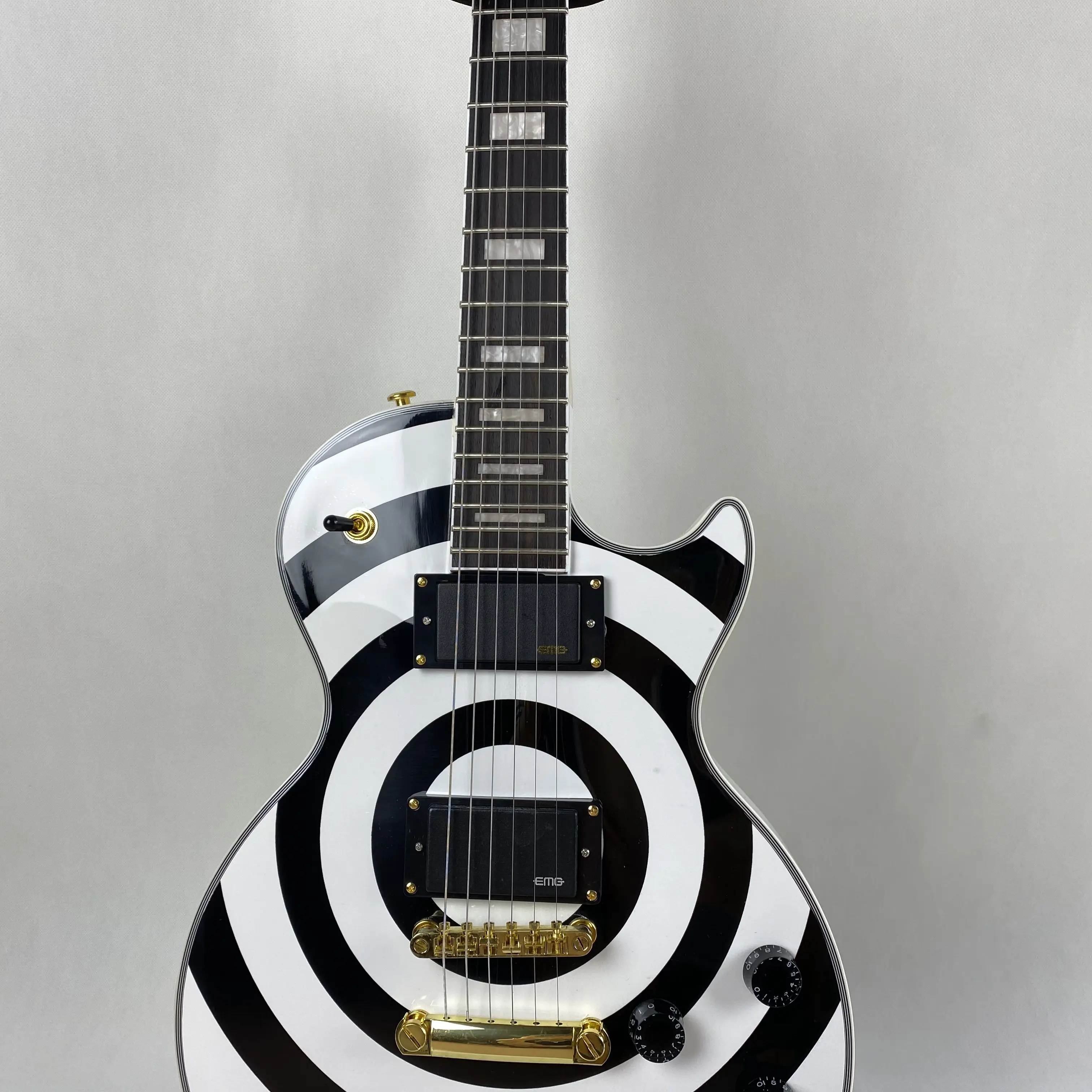 In Stock Brand New Rosewood Fingerboard 6 String Black and White Circle Zakk Electric Guitar Fast Shipping