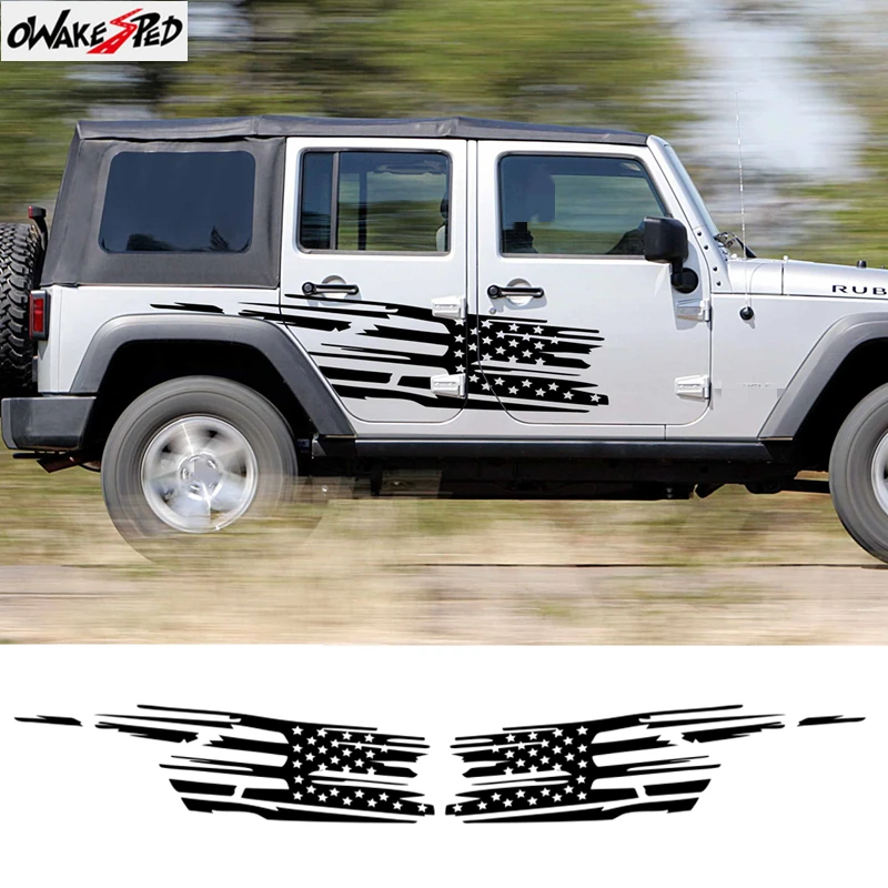 

Боковые наклейки на дверь автомобиля для Jeep Wrangler JK JL TJ YJ Unlimited Sahara Rubicon Auto Graphics DIY Флаг США Декор Наклейка Аксессуары