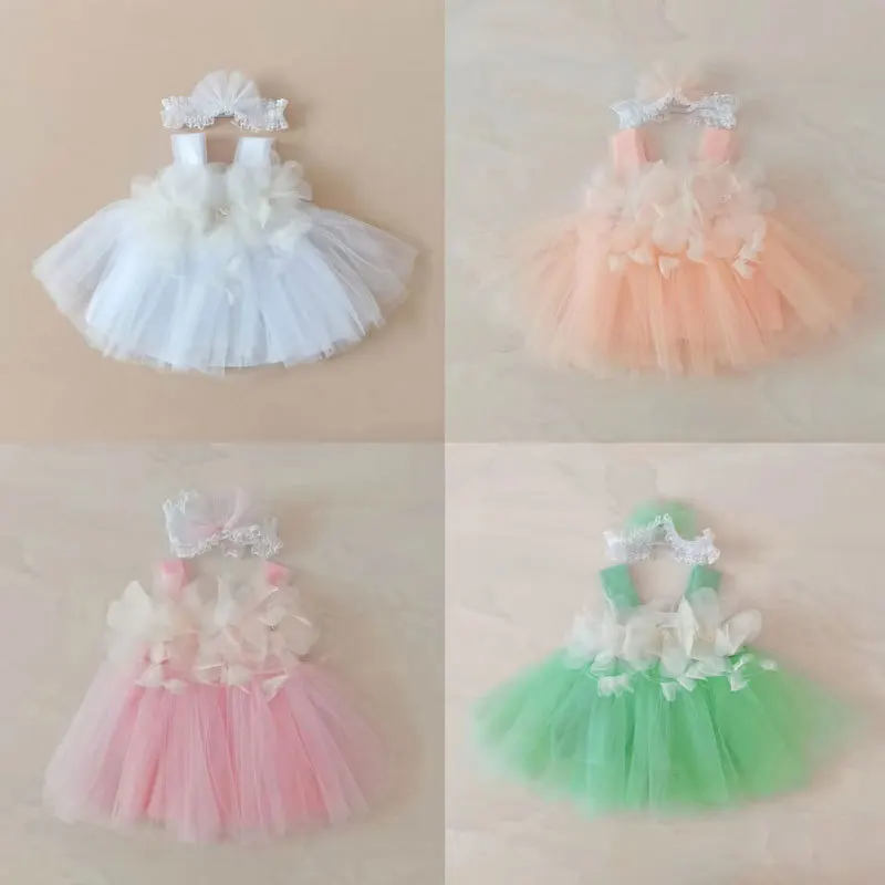

Newborn Baby Girl Sweet Princess Flowers Dress Infant Toddler Sleeveless Tutu Dress Party Birthday Costumes Baby Clothes 0-2Y