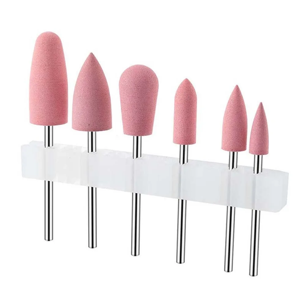 6Pcs/set Gel Polishing Removal Silicone Nail Polishing Head Nail Drill Gringing Silicone Nail Drill Bits