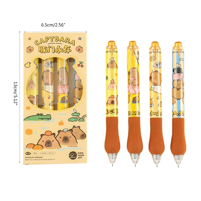 4 шт., гелевая ручка с героями мультфильмов, выдвижная гелевая ручка, пишет гладко, быстро сохнет