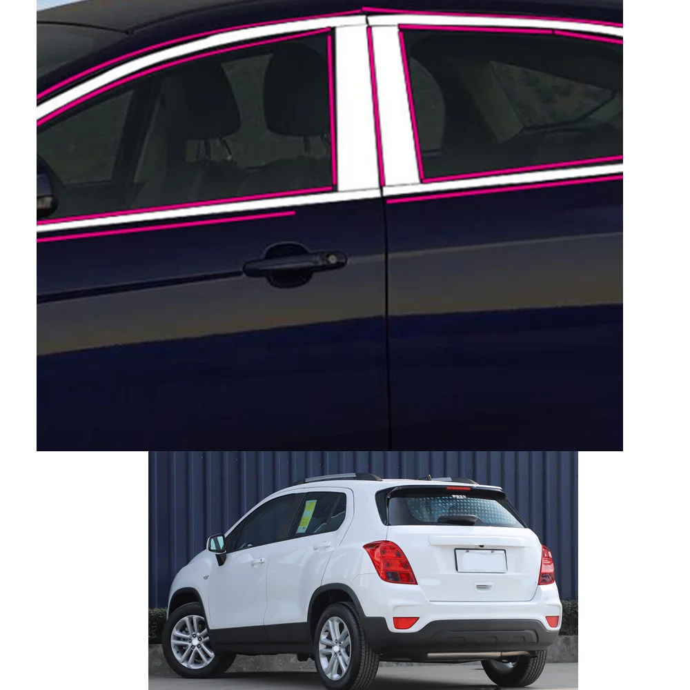 Car Sticker Garnish Pillar Window Middle Strip Trim Frame Hoods Parts For Chevrolet TRACKER TRAX 2014 2015 2016 2017 2018