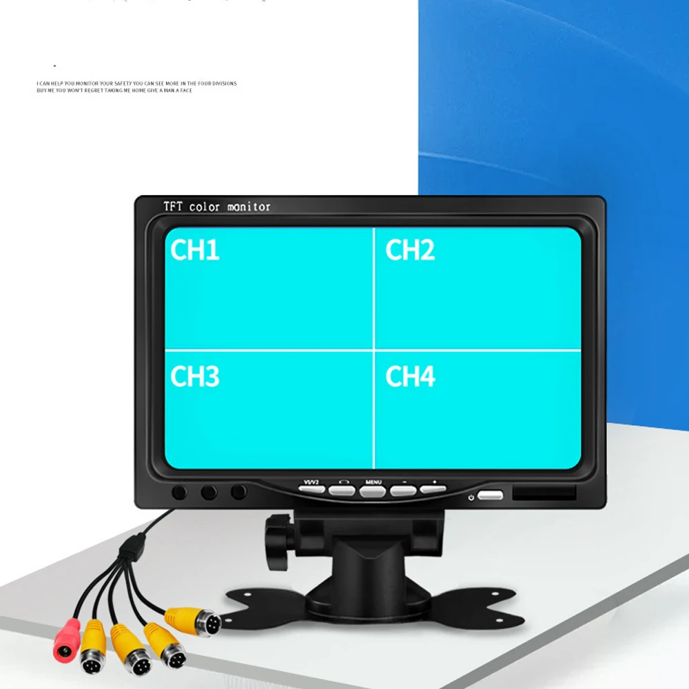صورة ملونة عالية الدقة 7 بوصة شاشة مقسمة رباعية المراقبة 4 قناة إدخال الفيديو شاشة السيارة NTSC أو PAL AHD 720 /1080P 1920*1080P #5