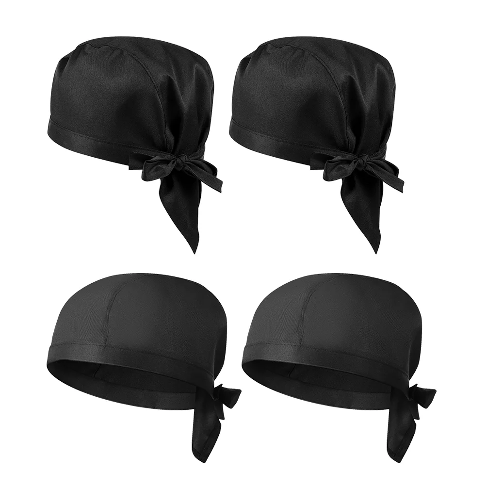 4 Pcs Chef Hat Black Cap Server Scarf Restaurant Cook Cotton for Child Chef Hat