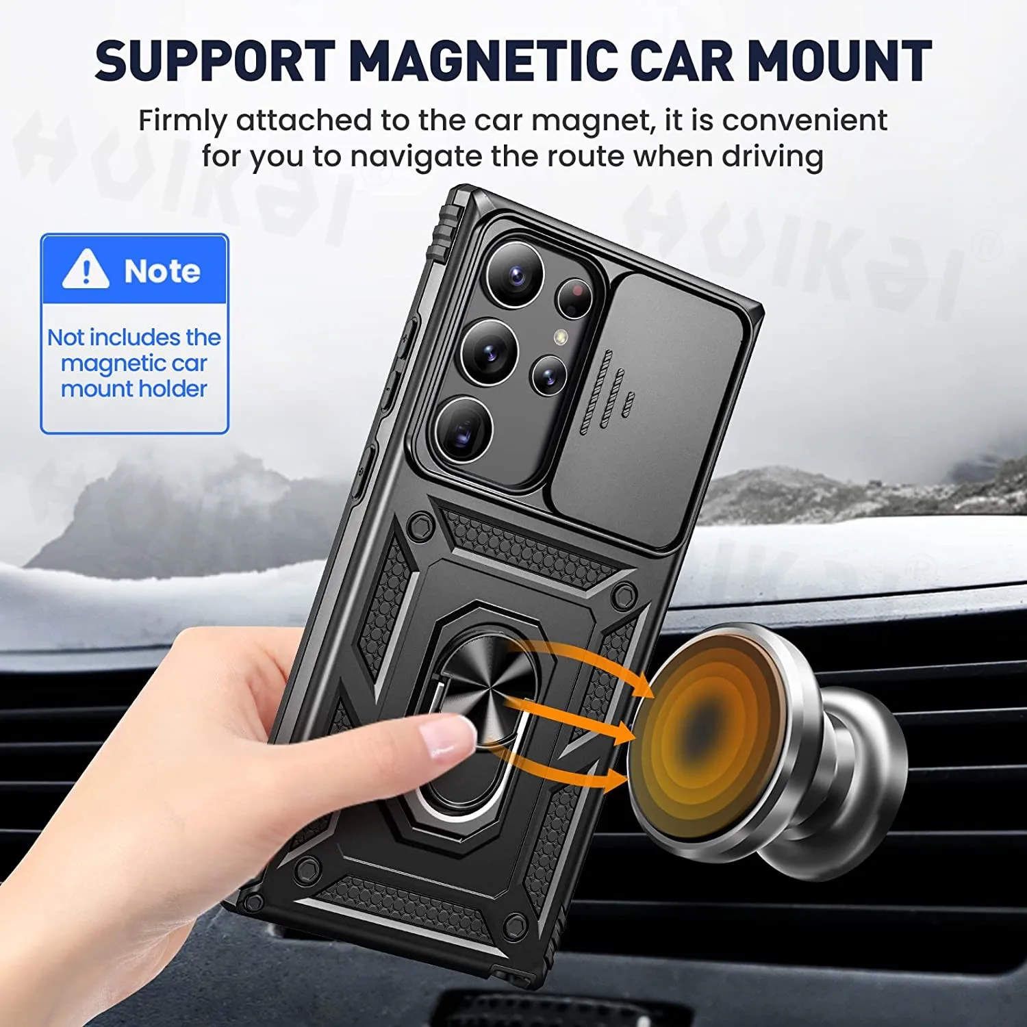 Case For Samsung Galaxy S24 Ultra S23 Ultra S22 Plus S23 FE A54 A15 A53 Slide Camera Heavy Duty Protective Magnetic Ring Covers
