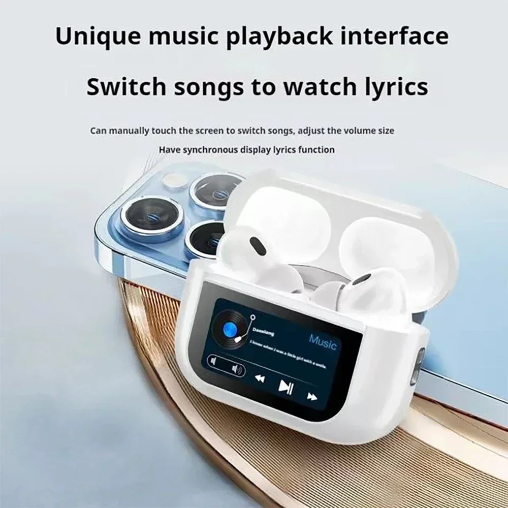 Pop A9pro سماعة رأس بخاصية البلوتوث LCD شاشة ملونة ذكية لاسلكية نشطة للحد من الضوضاء عمر بطارية طويل للغاية تكوين علوي جديد