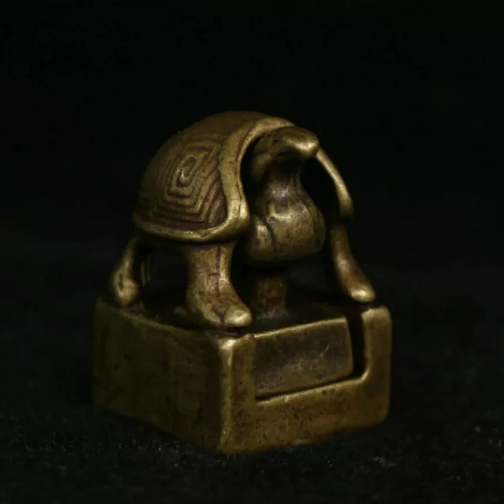 Китайская бронзовая латунная статуя черепахи, статуя династии, императорская печать, штамп, печать Китайская бронзовая латунная статуя черепахи, статуя династии, императорская печать, штамп, печать