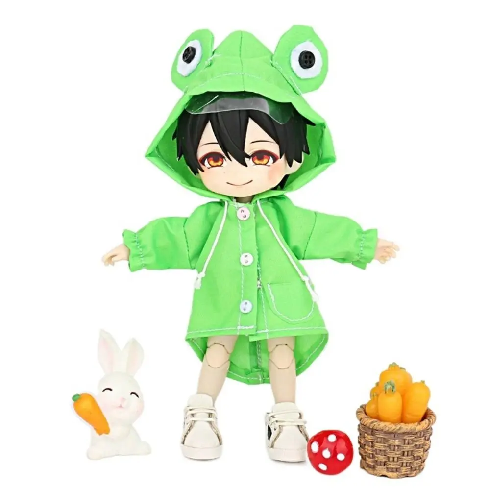 Windproof Clothing Doll Raincoat Rabbit Frog Dinosaur OB11 Doll Clothes Dress Up Outfit Doll Animal Raincoat 1/12 Bjd