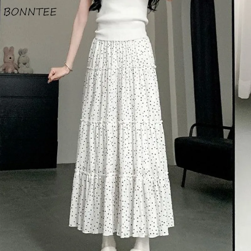 

Skirts Women Polka-dot A-line All-match High Waist Chic Korean Fashion Temperament Ins Streetwear Casual Popular Cozy Summer