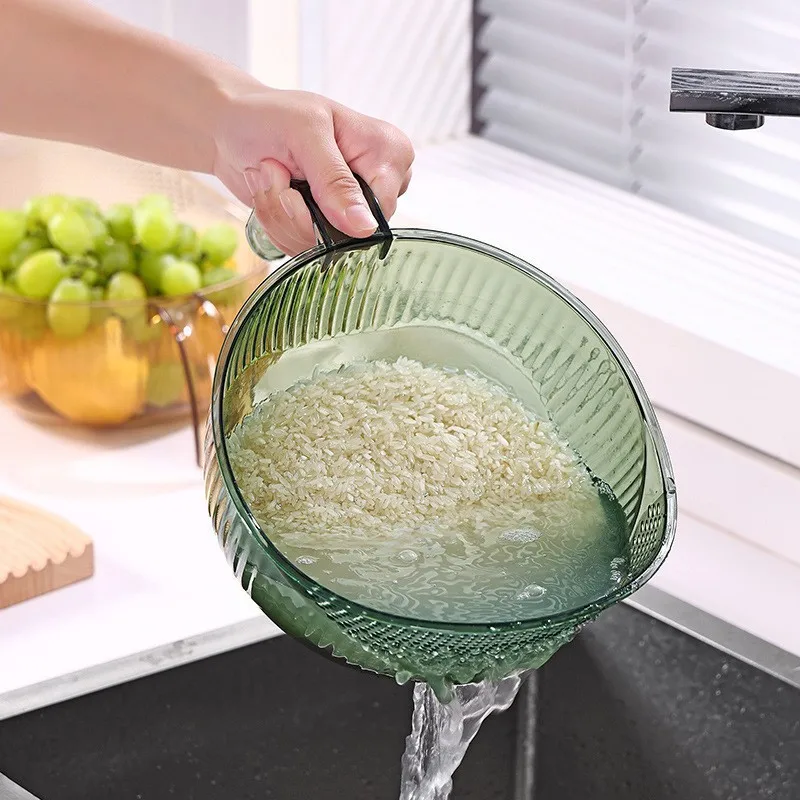 

1PC Kitchen Multifunctional Crystal Diamond Rice Spoon Plastic Rice Fruit Washing Sieve Drainage Basketn Kitchen Accessories