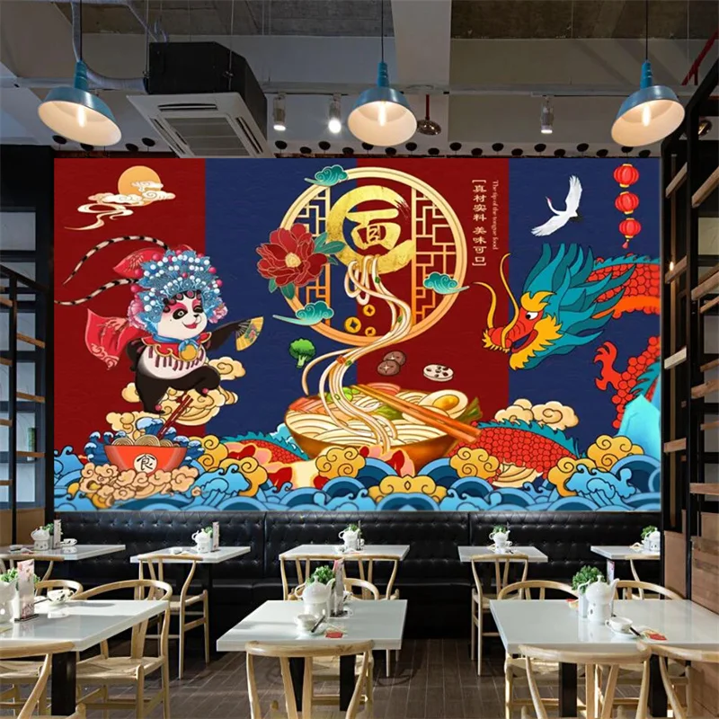 

Custom Chinese Noodle Shop Wall Paper 3D Featured Ramen Restaurant Snack Bar Background Industrial Self-adhesive Mural Wallpaper