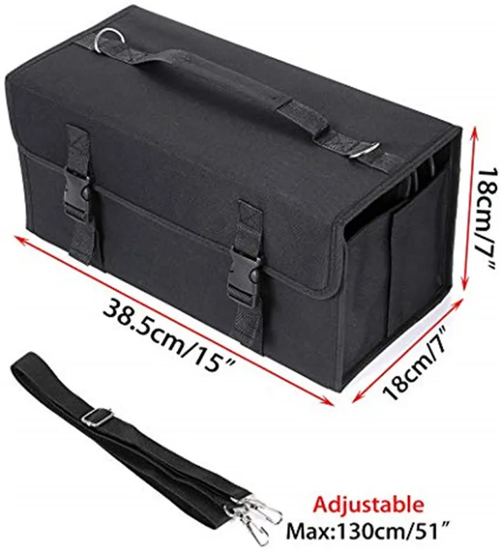 Imagem -06 - Marker Case Shoulder Bolsa Marcador Pen Storage Marcadores Bolsa de Transporte Suporte para Alcohol Marker e Art Sketch Marker 168 Slots