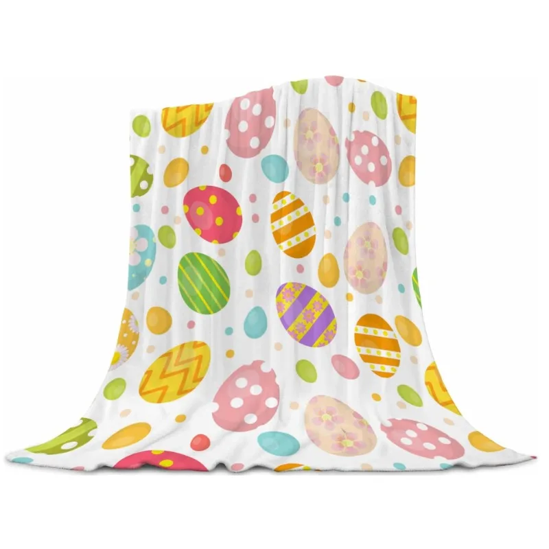 

Easter blanket egg blanket, cute colorful egg flannel blanket, suitable for bedroom living room sofa bed Easter decoration
