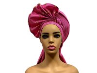 African Sego Gele Headtie Already made Auto Turban Afro Aso Ebi Oke Pink Blue With Stone Beawide Nigerian Brim For Wedding Party