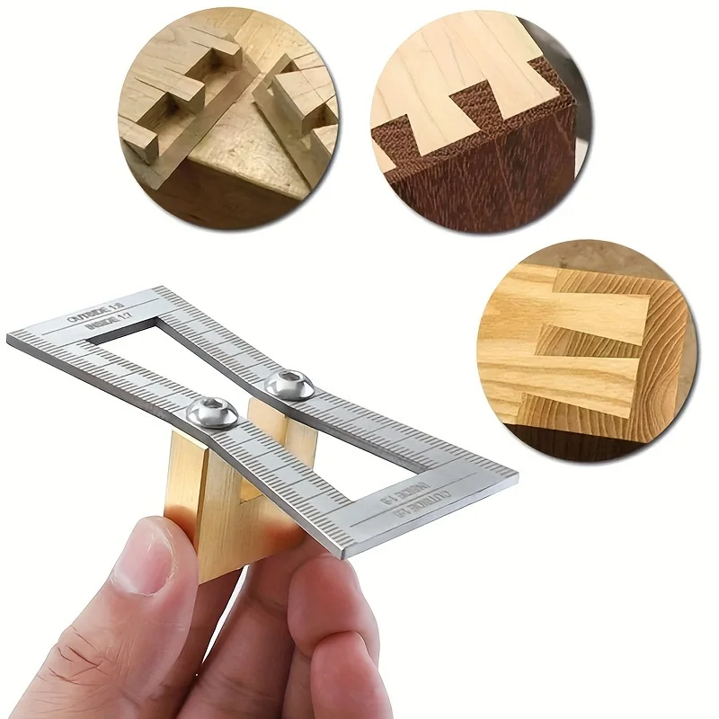 Dovetail Marker Wood Dovetail Tool, Woodworking Crafts Hand Tool Precise Dovetail Guide with 1:5 1:6 1:7 1:8 Slopes Brass Body