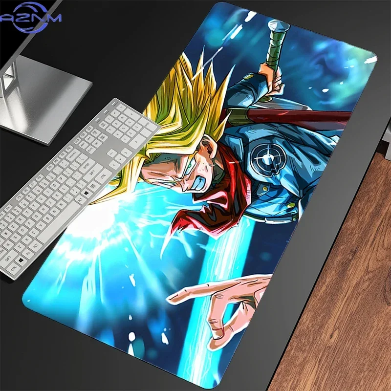 Anime Blue Hair Swordsman Dynamic Color Burst Mouse Pad, Rubber Non-Slip Base, Smooth Surface for Computer Gaming, Desktop Keybo
