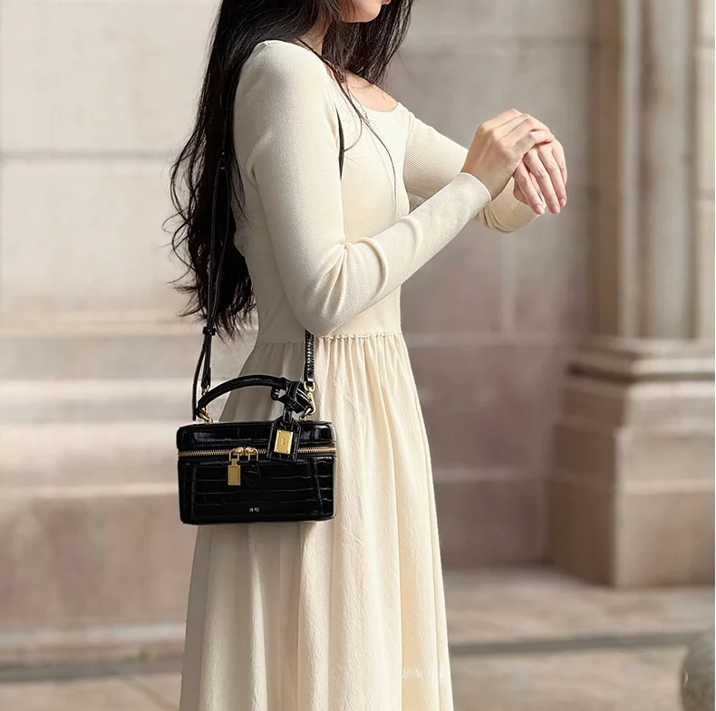 Neues Produkt JWPEI Box-Style Handtasche mit Krokodilmuster - rechteckige Tasche, einzelner Schultergurt, kleine quadratische Tasche – Detail 9