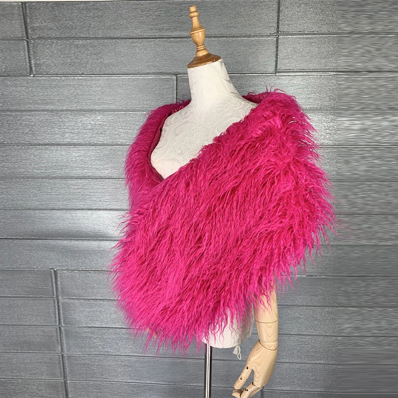 Bont Faux Winter Bolero Vrouwen Shaggy Faux Bontjas Bruidssjaal Bruiloft Cape Mantels Jasje Voor Avondfeest Nepbont Cape