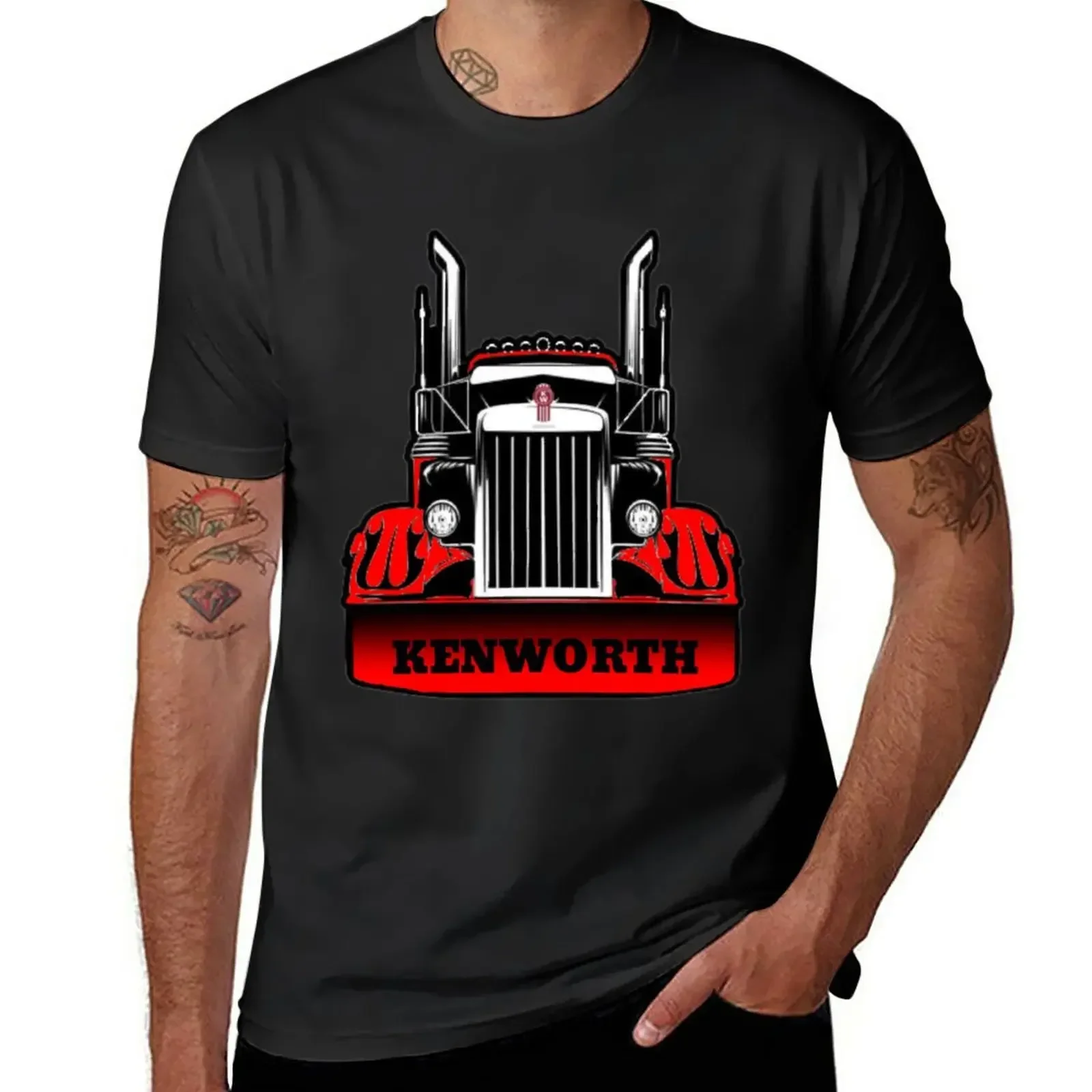 

Футболка Kenworth мужская с графическим принтом, хлопковая тенниска оверсайз, Черная майка, кавайная одежда, лето