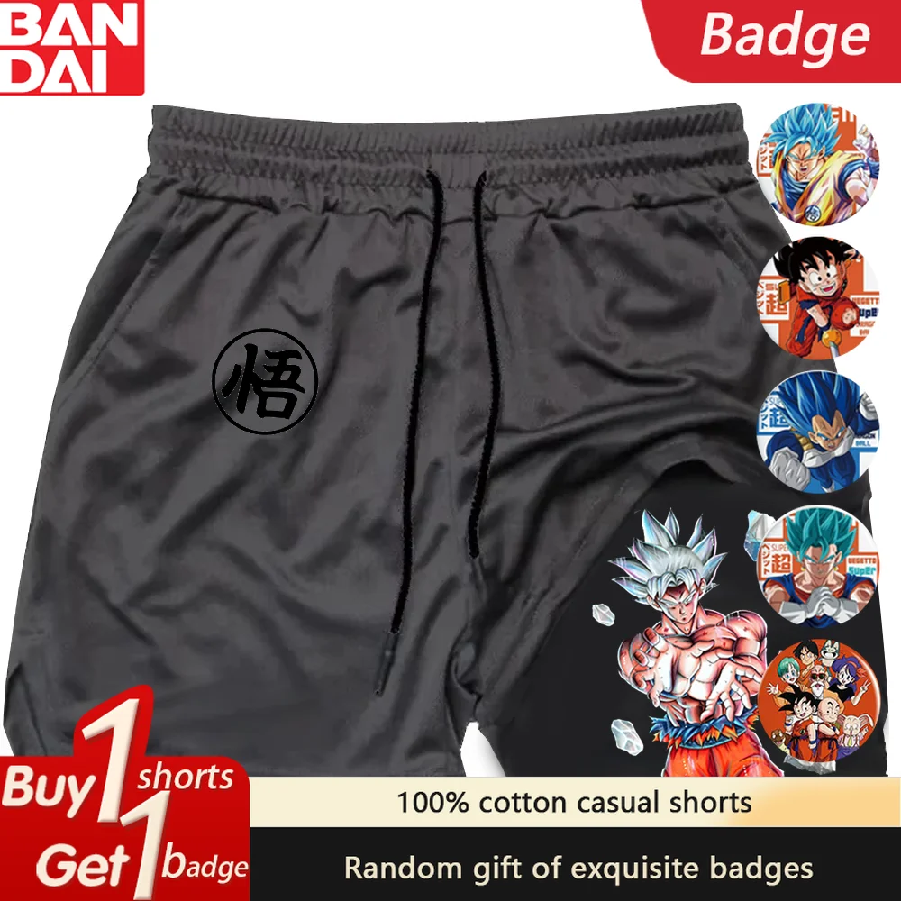 Pantalones cortos con estampado de Anime Dragon Ball para hombre y mujer, pantalones deportivos informales dos en uno transpirables de secado rápido para correr, verano 2025